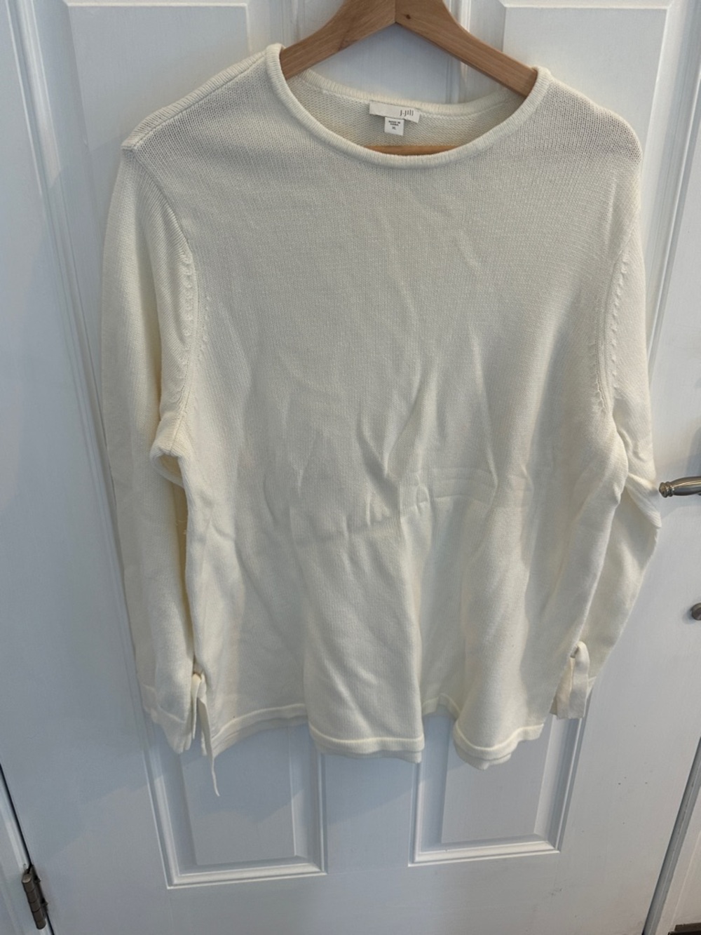 J. Jill Cream Crewneck Sweater with Side Ties